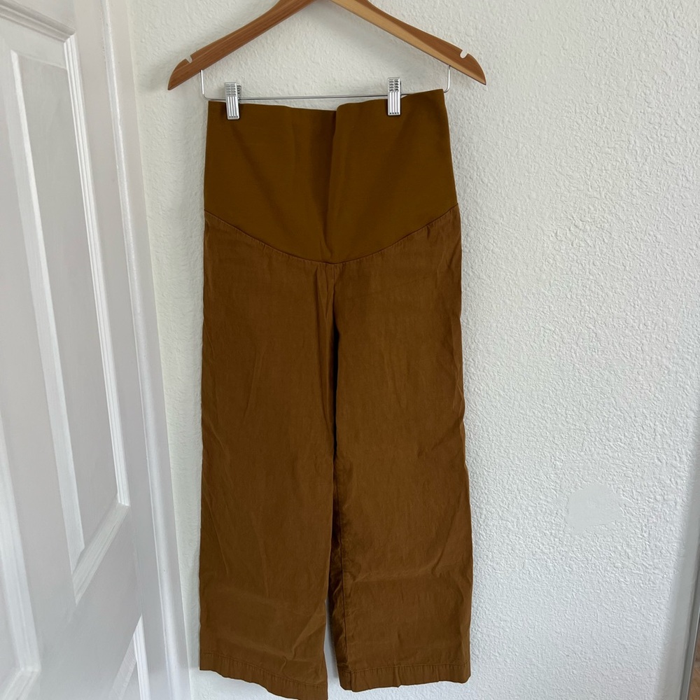 Maeve Maternity Cropped Pants in Canel